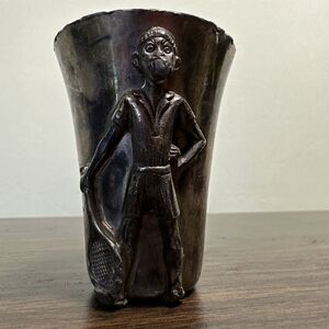 VTG 2 Oz‎ Cocktail Shot Glass Jigger Tennis Player Reed & Barton NEEDS RESTORED